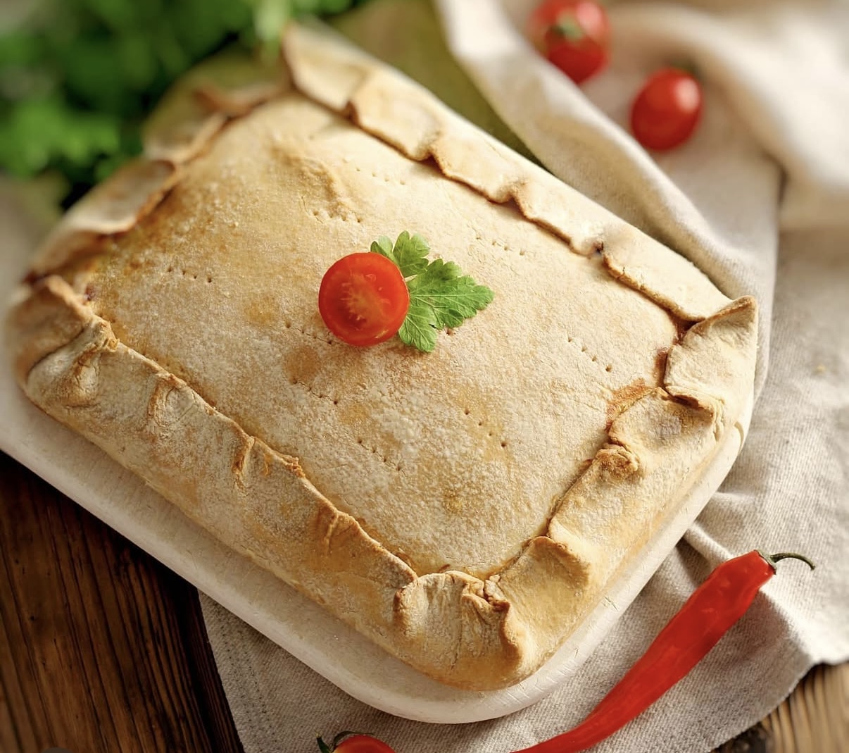 Пиріг із куркою, грибами, шпинатом